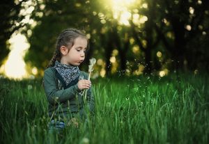 Child playing in nature