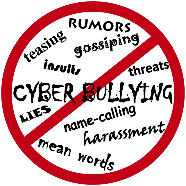 No entry sign over words cyber-bullying