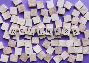 Scrabble bricks spelling Wellness