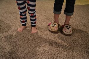 Children's feet in slippers