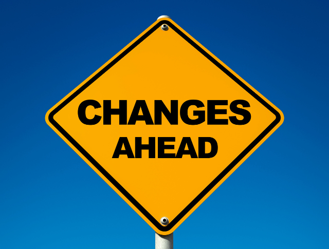 Yellow sign with 'Changes Ahead' on it