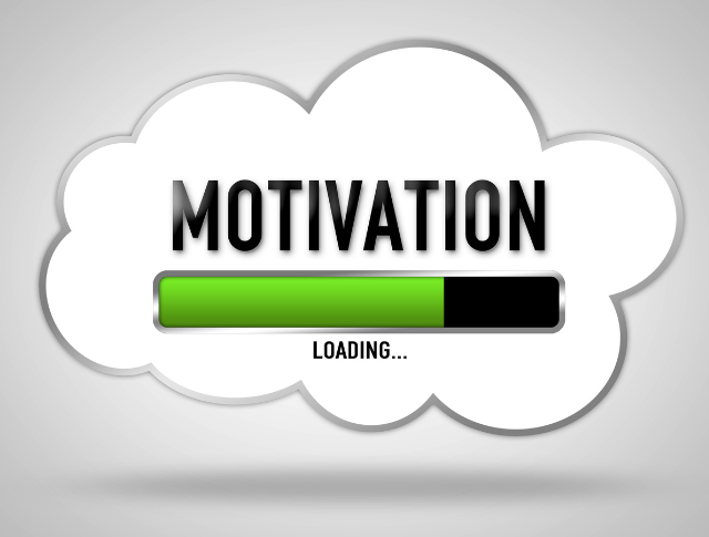The word Motivation above computer loading bar