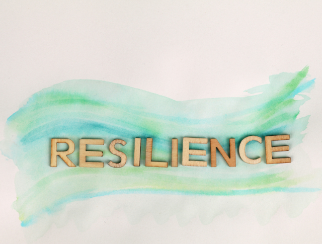 The word 'Resilience' spelled out in wooden letters