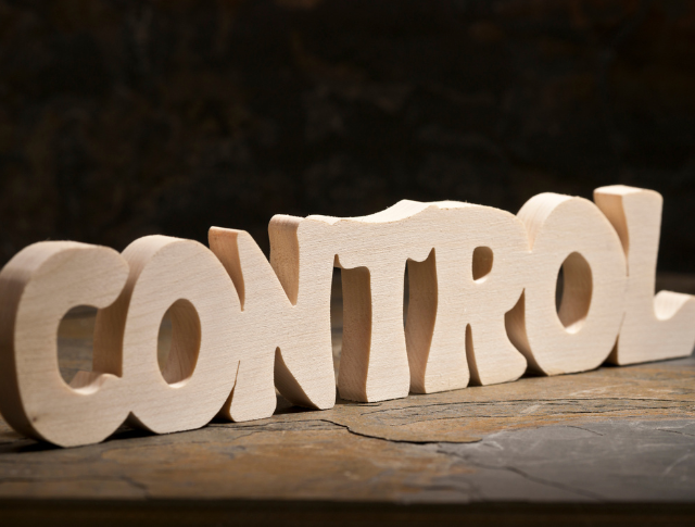The word CONTROL spelled out in wooden letters