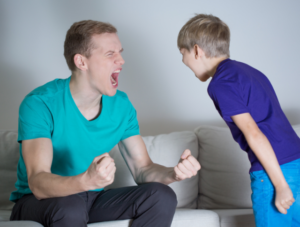 Father and son shouting at each other