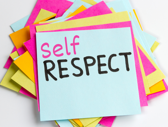 'Self Respect' written on a blue post it note